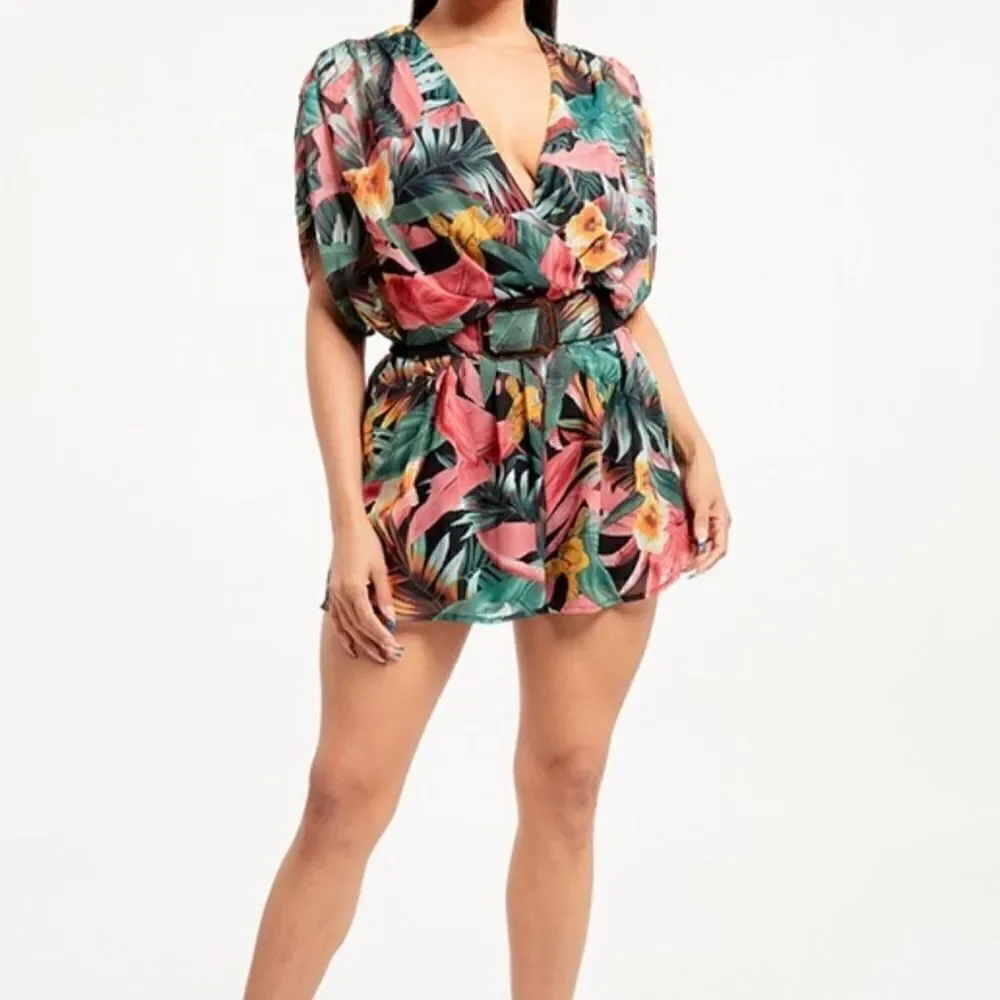 Tropical Kimono Chiffon Romper